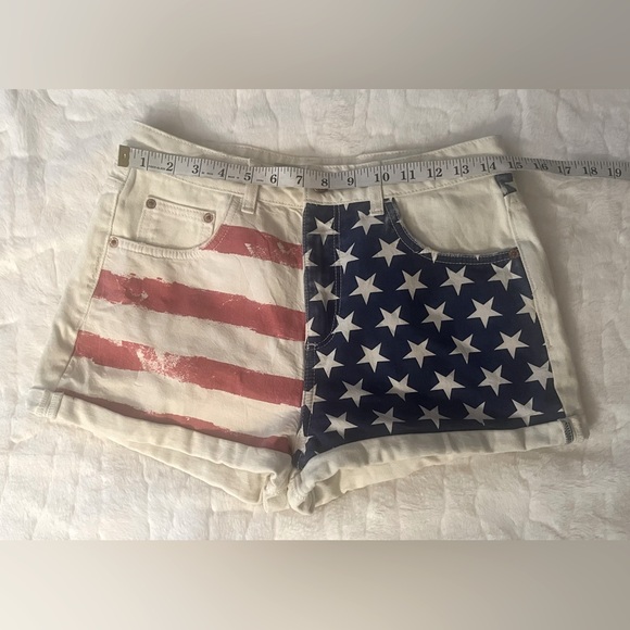 Topshop moto american flag high waisted jean shorts W30 - Picture 3 of 8